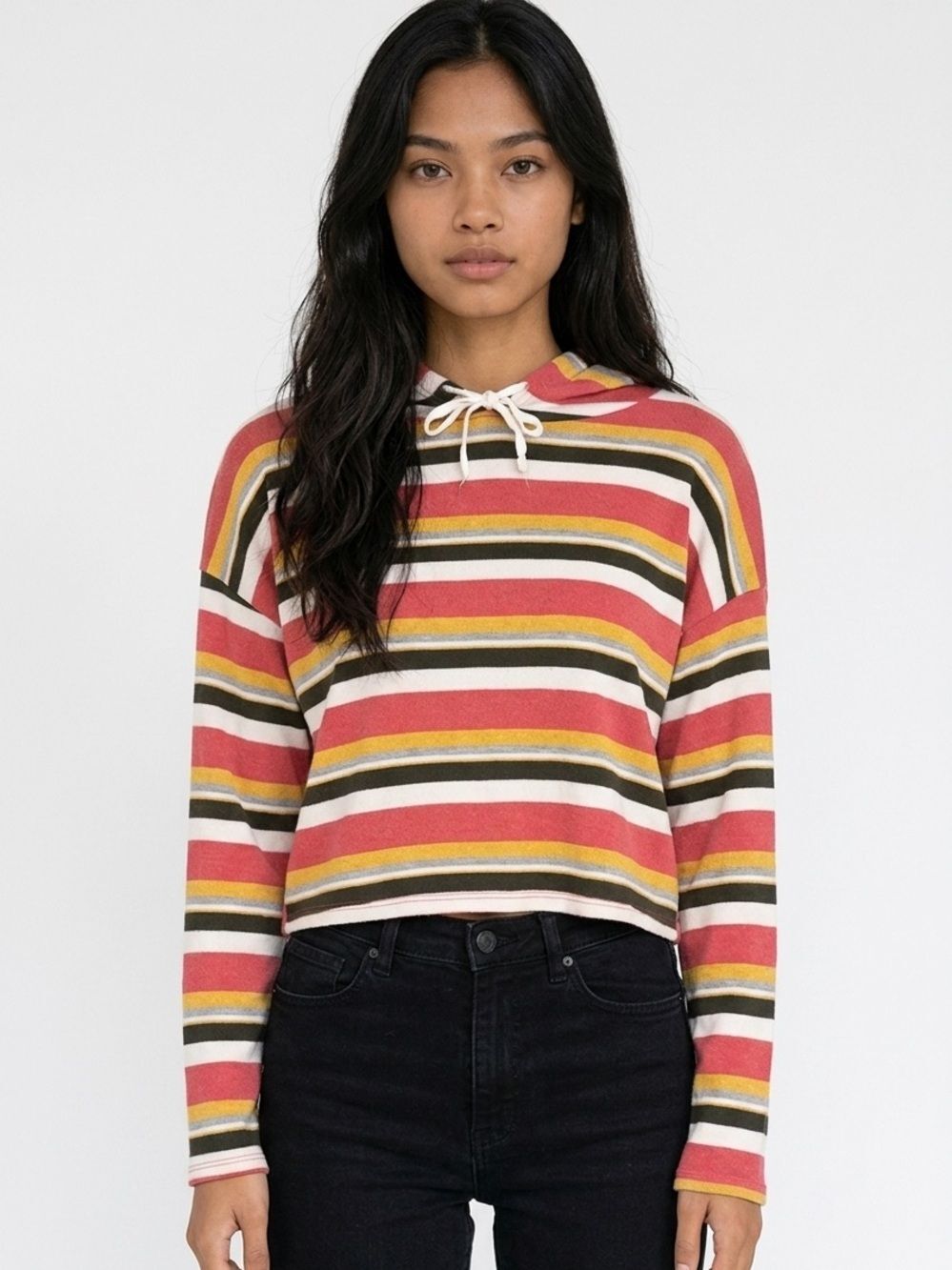 CAUTION TO THE WIND | Striped Hooded Top Women’s Size Medium